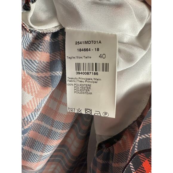 MSGM Milano Designer Sleeveless Ruffle Plaid Mini Dress Red Size 8 - Picture 10 of 10